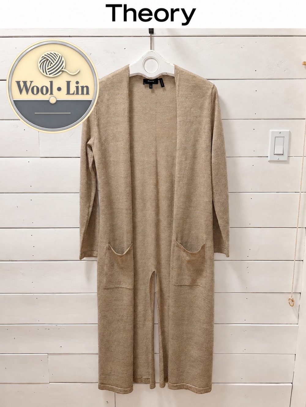 Theory Long Cardigan – Merino Wool & Linen – Size L